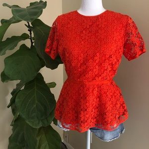 C Wonder Peplum Lace Top